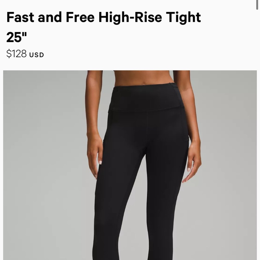 Lululemon High Rise Fast and Free Legging sz 4
